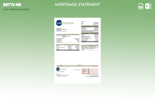 модерен стил Лихтенштајн VP Bank AG изјава за хипотека Шаблон за Word и PDF шабл